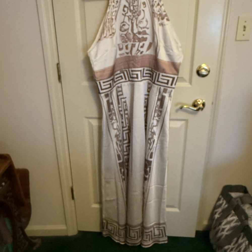 Futuro Brown and Cream Maxi Dress